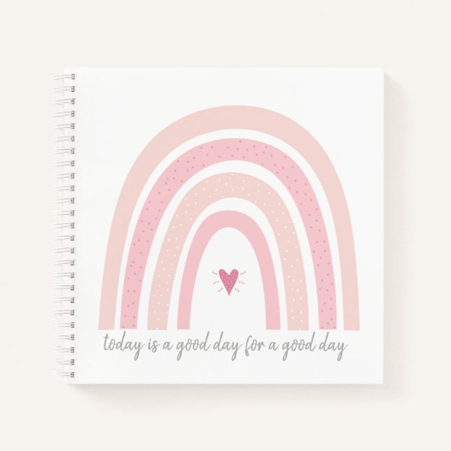 Boho Pink Rainbow Spiral Notebook (Front)