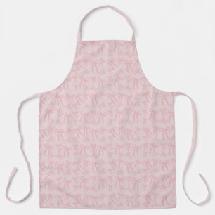 Boho Pink Ribbon Bows Pattern On Powder Blush Pink Apron