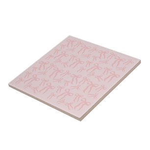 Boho Pink Ribbon Bows Pattern On Powder Blush Pink Tile
