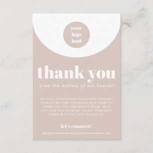 Boho Pink Thank You For Order Small Business Enclosure Card