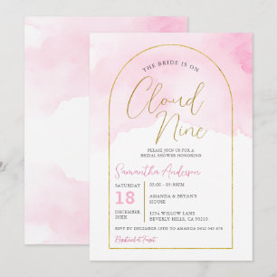 Boho Pink The Bride is on Nine Cloud Bridal Shower Invitation