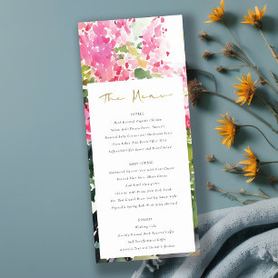 Boho Pink Tropical Bougainvillea Wedding Menu Card