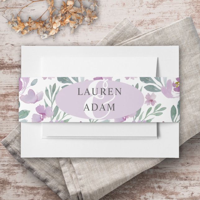 Boho Pink Watercolor floral Wedding  Invitation Belly Band (Creator Uploaded)