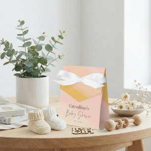 Boho Pink Yellow Script Custom Baby Shower   Favor Box