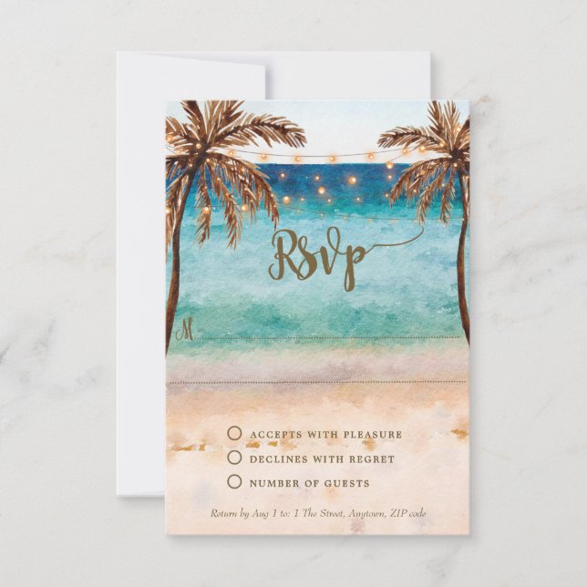boho plage sable mariage douche nuptiale carte rsv (Devant)