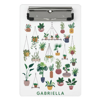 Boho Plant Lady Illustration Art Personalized Mini Clipboard