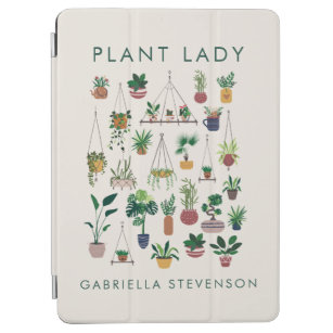 Boho Plant Lady Illustration Art Personalized Name iPad Air Cover
