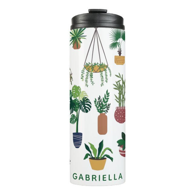Boho Plant Lady Illustration Art Personalized Thermal Tumbler (Front)