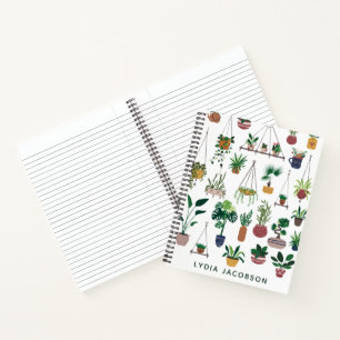 Boho Plant Lady Illustration Personalized Notebook