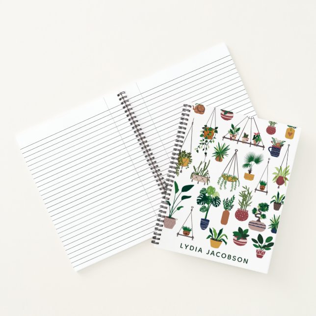 Boho Plant Lady Illustration Personalized Notebook (Inside)
