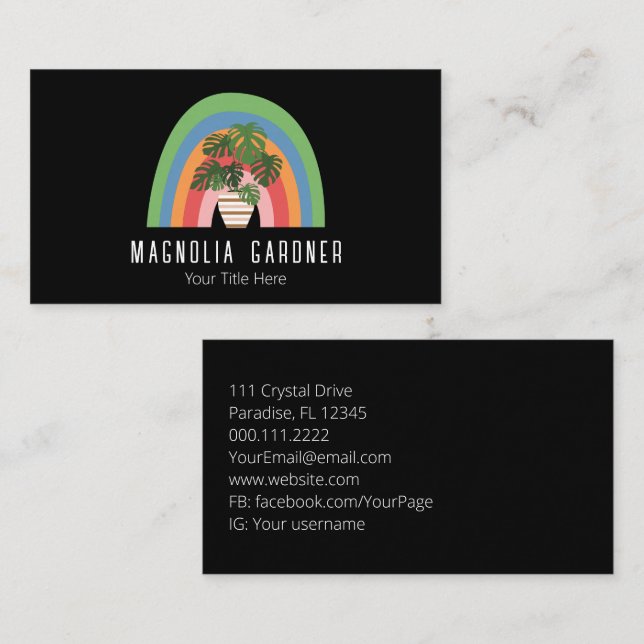 Boho Plant Lover Organic Master Gardener Nursery Business Card (Front/Back)