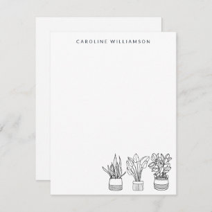 Boho Plant Minimal Line Art Drawing Personalized   Card