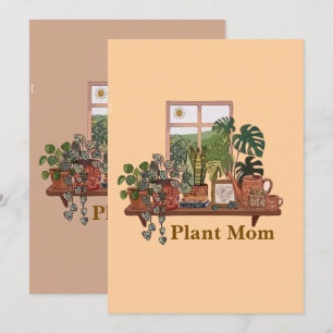Boho Plant Mom Indoor Garden Watercolor Holiday Card