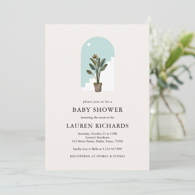 Boho Plant Organic Nature Theme Baby Shower Invitation (Standing Front)