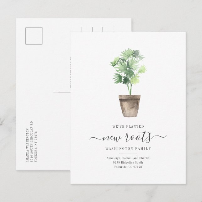 Boho Plant We've Moved Change of Address Announcement Postcard (Front/Back)