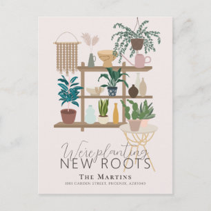 Boho Planting New Roots Moving Announcement Postcard