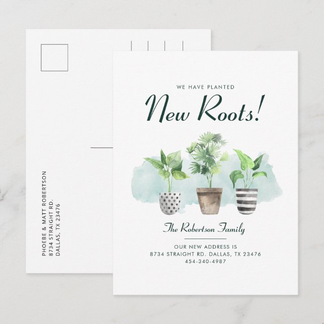 Boho Plants Change of Address Moving  Announcement Postcard (Front/Back)