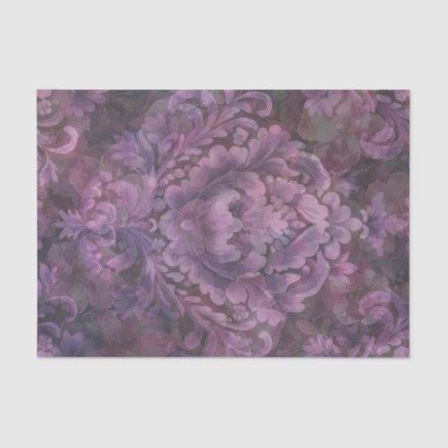 Boho plum pattern roses decoupage tissue paper (Front)