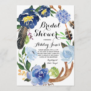 Boho plumes nuptiale douche Invitation