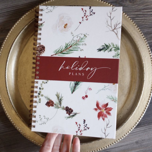 Boho Poinsettia Pine Holly Noël (Boho Christmas Planner - Poinsettia, Pine, Pinecones, Burgundy Woodsy Holiday)