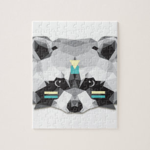 Boho poly raccoon jigsaw puzzle