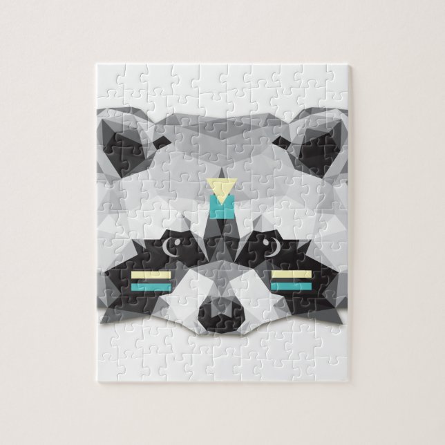 Boho poly raccoon jigsaw puzzle (Vertical)