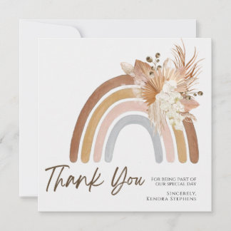 Boho Pompas Grass Muted Rainbow Thank You Card