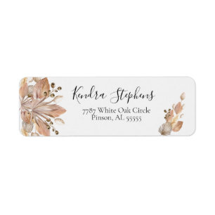 Boho Pompas Grass Return Address Lables