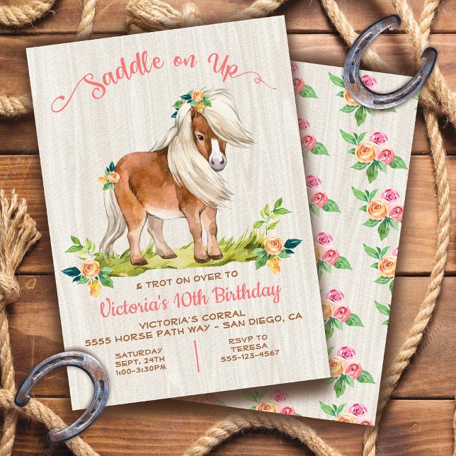 Boho Pony Birthday Party Invitation (Creator Uploaded)