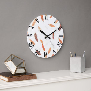 Boho Popular Feathers Luxury Collection Large Clock
