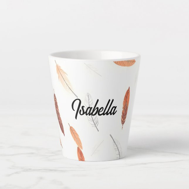 Boho Popular Feathers Luxury Collection Latte Mug (Front)