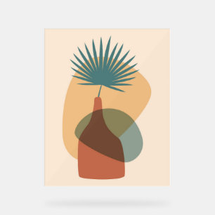 Boho poster with tropical leaf