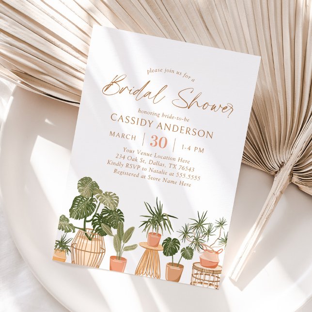 Boho Potted House Plants Bridal Shower Invitation (Creator Uploaded)