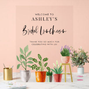 Boho Potted Houseplants Bridal Luncheon Welcome Acrylic Sign