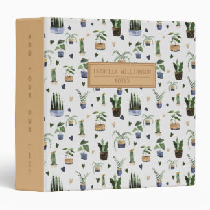 Boho Potted Plant Pattern Personalized Binder