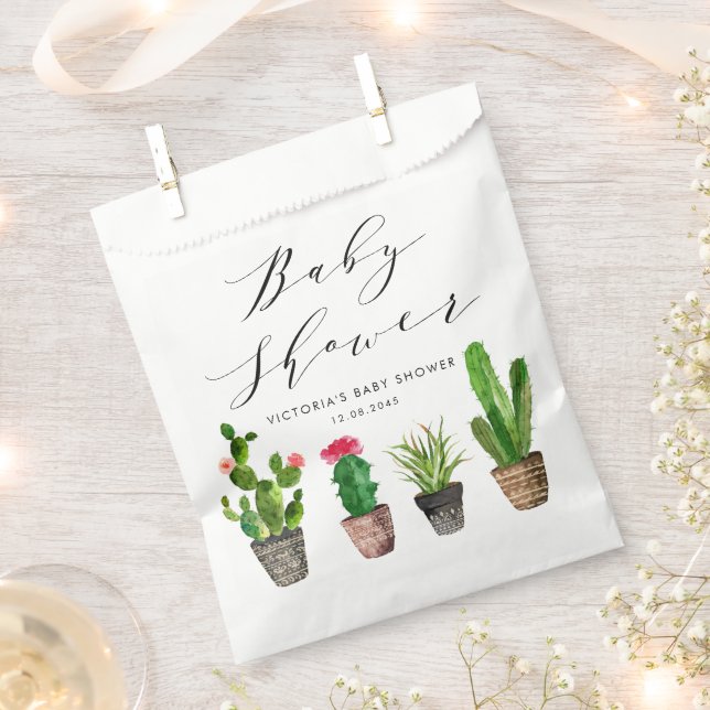 Boho Potted Succulents and Cactus Baby Shower Favour Bag (Clipped)