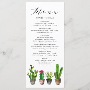 Boho Potted Succulents and Cactus Summer Wedding Menu
