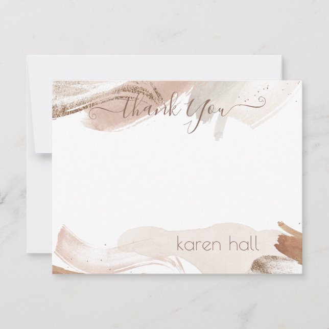Boho Pretty Abstract Thank You Personalized Name Card (Front)
