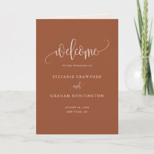 Boho Pretty Calligraphy Terracotta Wedding Booklet Program