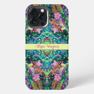 Boho Pretty Floral Stylish Colourful Name iPhone 13 Pro Max Case