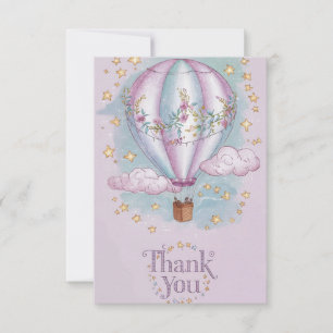 Boho Pretty Hot Air Balloon Thank You Card
