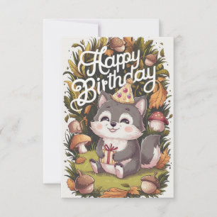 Boho Pretty Wolf Digital Birthday Card