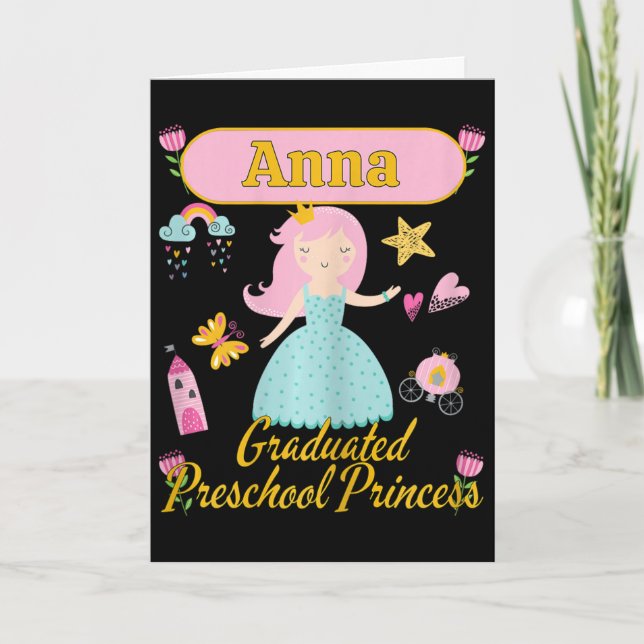 Boho Princess Anna 2026 Personalized Preschool Gra Card (Front)