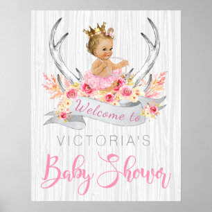 Boho Princess Baby Shower Sign Poster