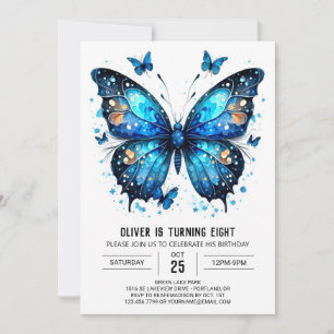 Boho Printable Butterfly Boy Birthday Invitation