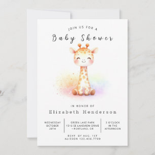Boho Printable Giraffe Baby Shower Invitation
