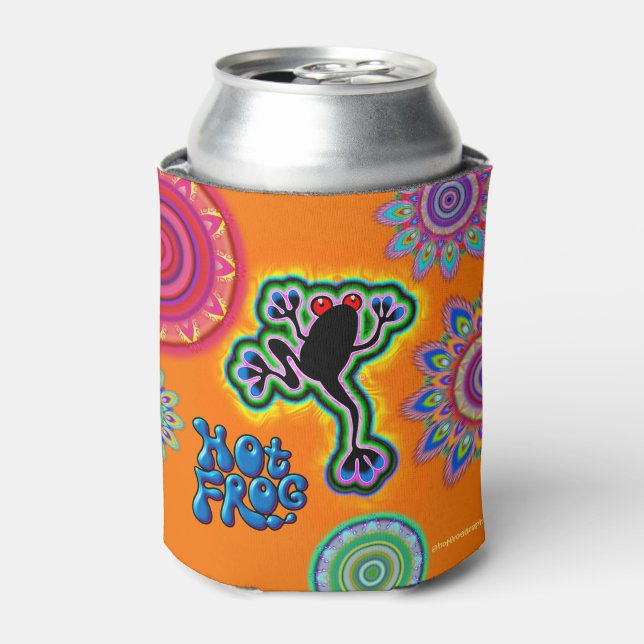 Boho psychedelic frog can cooler (Can Front)