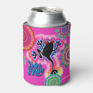 Boho psychedelic frog can cooler cerise