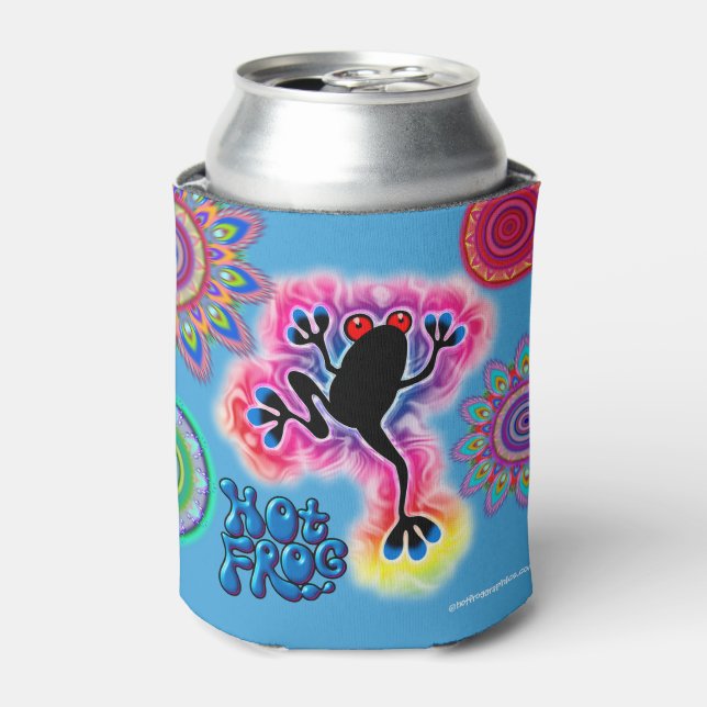 Boho psychedelic hot frog can cooler (Can Front)