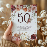 Boho Pumpkin Autumn Bloom 50th Birthday